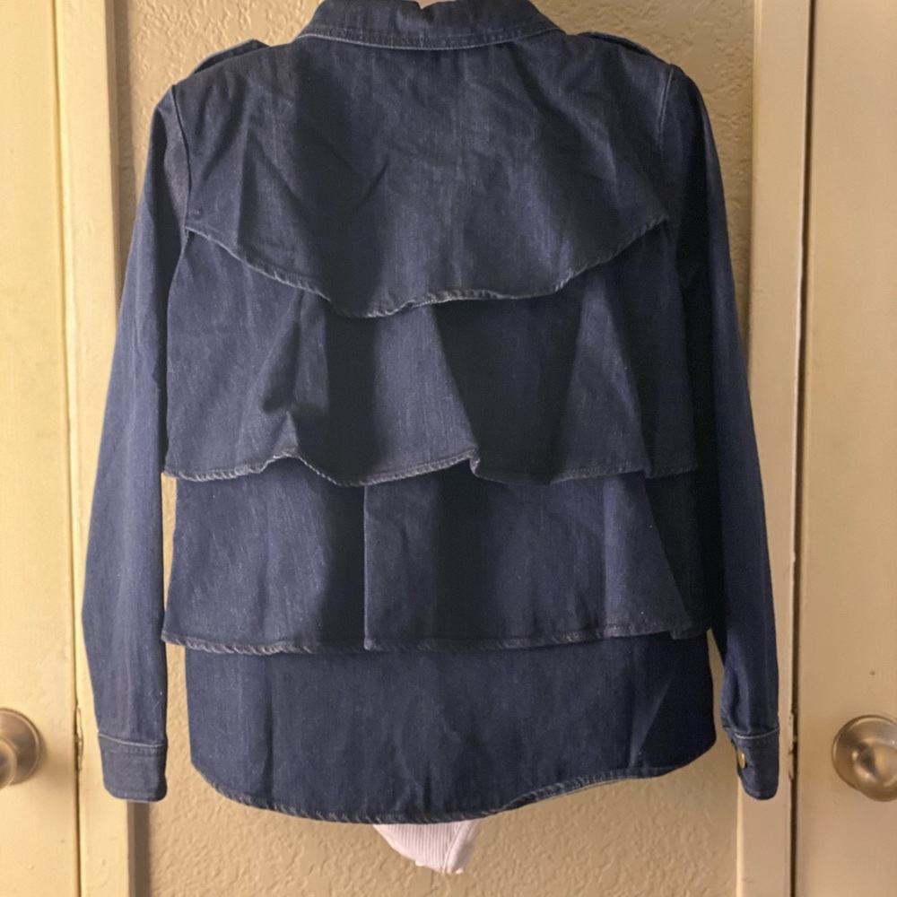 Sugarlips Ruffle Back Denim Jean Jacket - Picture 7 of 8